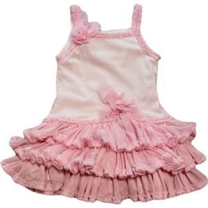 Isabella Chloe Dress Sleeveless White w/ Pink Layered Tule attached Skirt 24 M